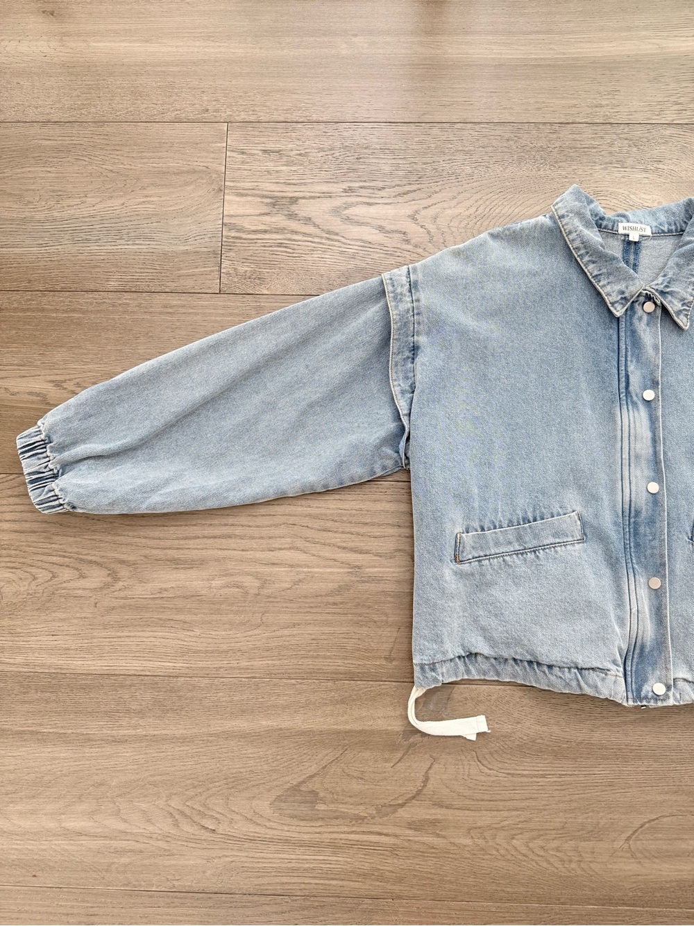 Wishlist Oversized Cotton Denim Cinch Hem Bomber Jacket Large - Picture 6 of 14